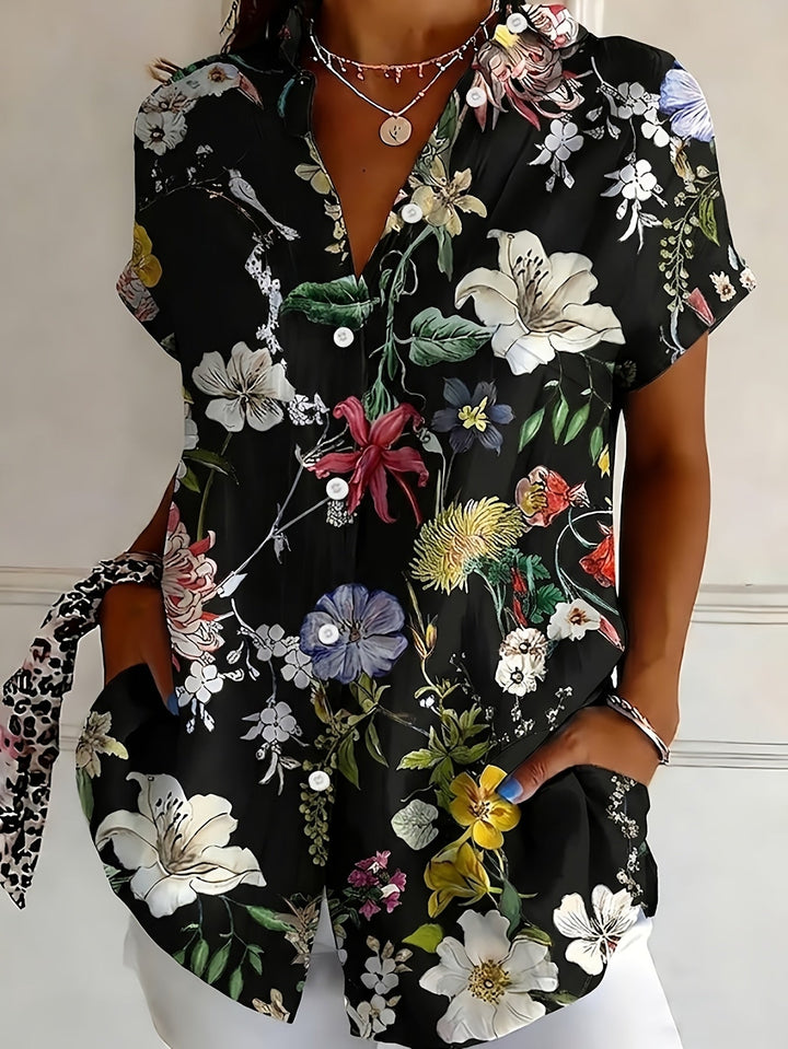 Nabilah - Bluză Casual Cu Mâneci Scurte Și Imprimeu Floral