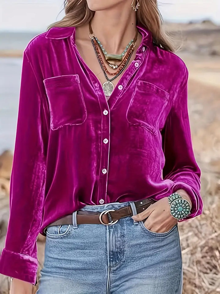 Geanie - Cămașă Cu Mâneci Lungi și Buzunare Frontale