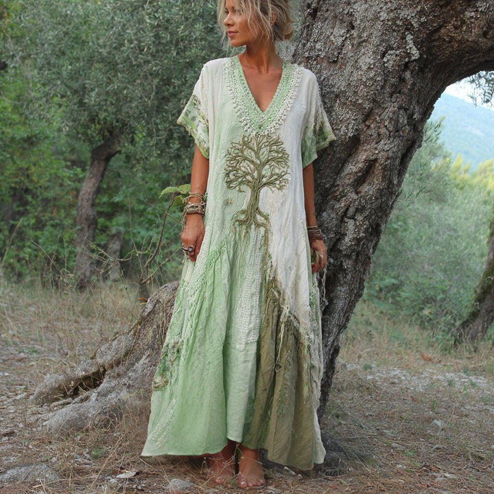 Winifred - Rochie Cu Mâneci Scurte In Stil Retro Cu Copaci