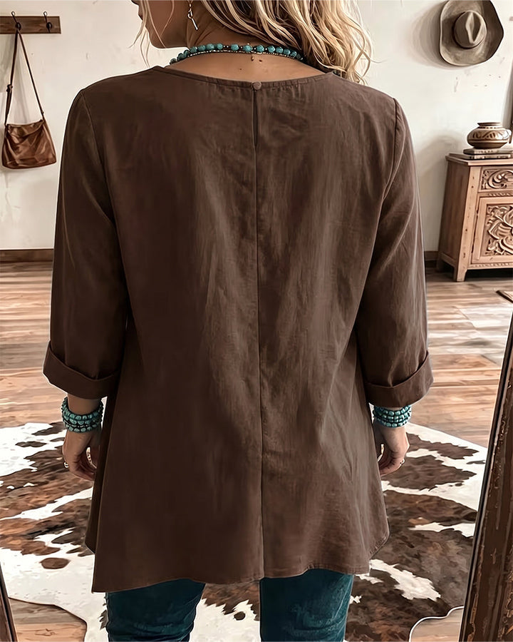Taireen – Bluză Tunică Plisată în Stil Boho