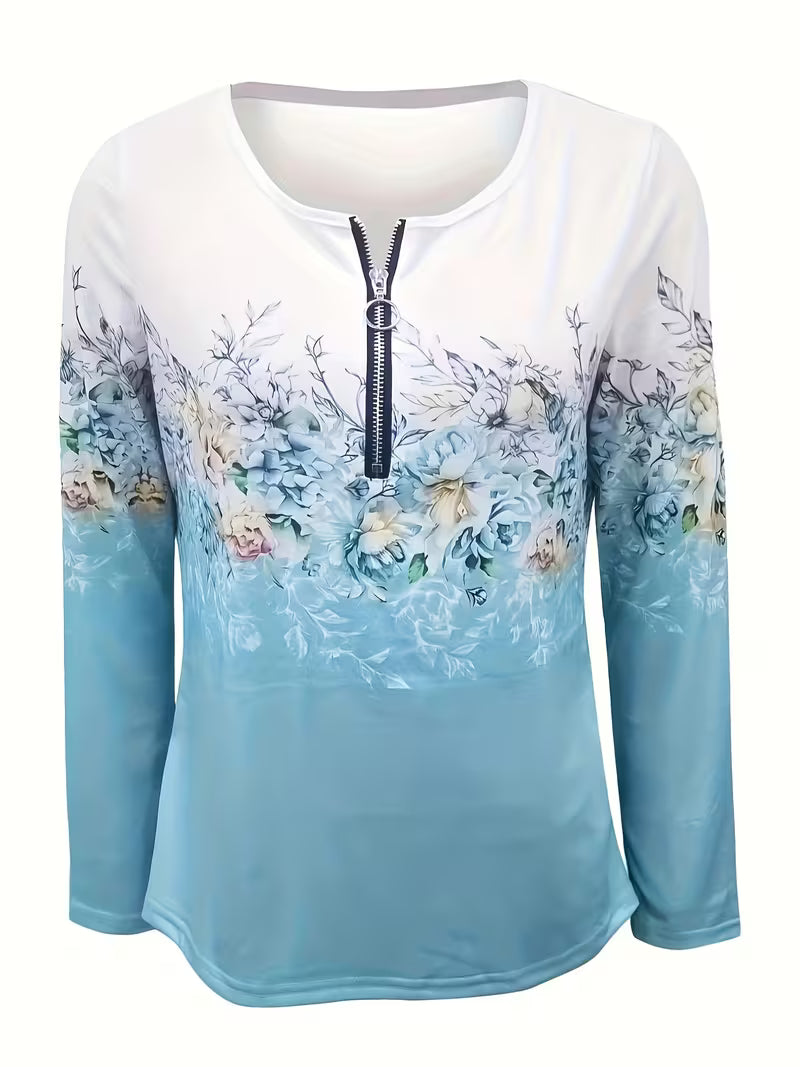 Tishna – Bluză Elegantă Cu Imprimeu Floral Grafic