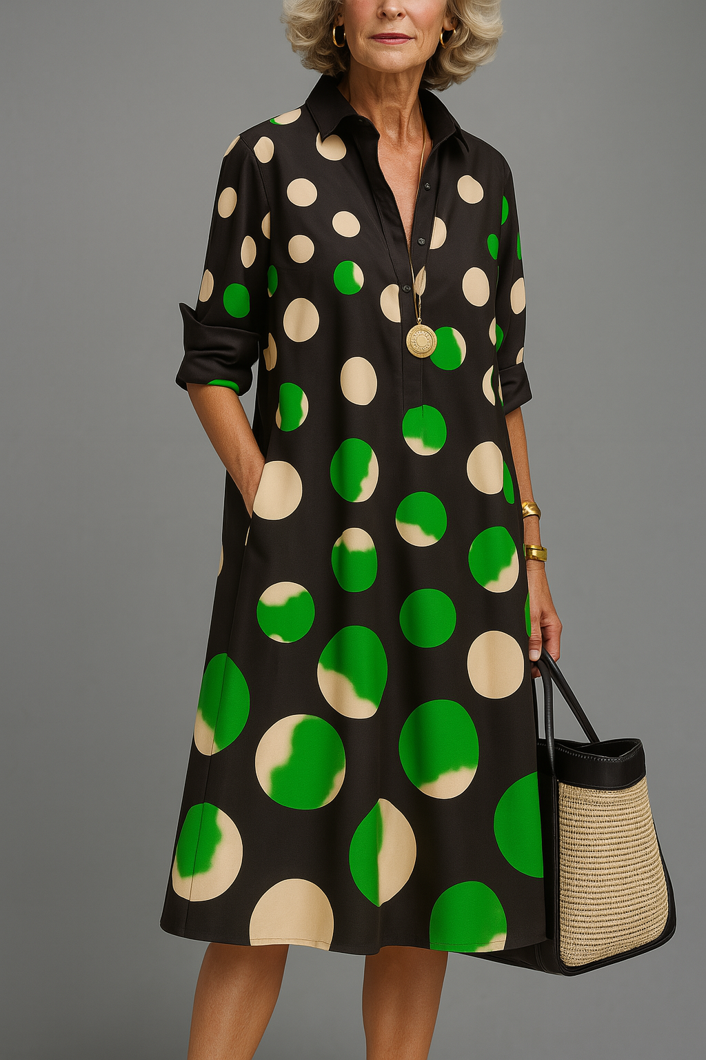 Wunmi – Rochie Midi Elegantă Cu Buline