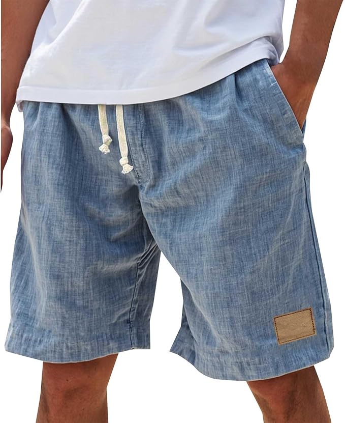 Alonz - Pantaloni Scurți Din in Cu Talie Elastică