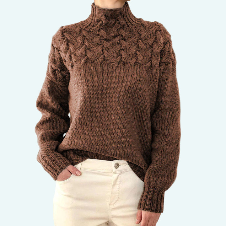 Farrah - Pulover Elegant Cu Guler înalt Tricotat