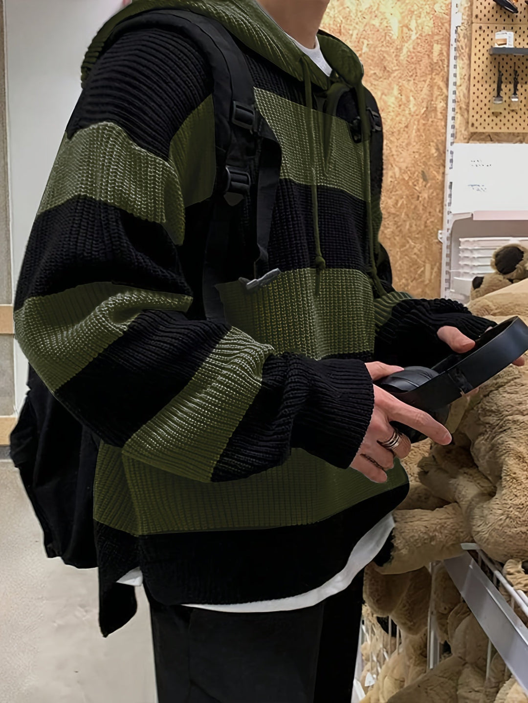 Tenzin - Hanorac Cu Glugă Din Tricot Cu Dungi Oversized
