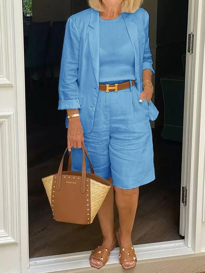 Leontina - Setează Blazer Casual Si Pantaloni Scurți