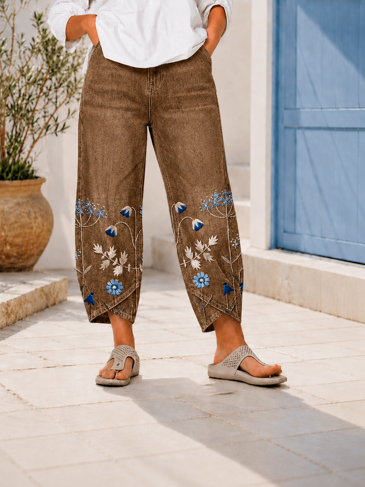 Selcen - Pantaloni Casual Cu Broderie