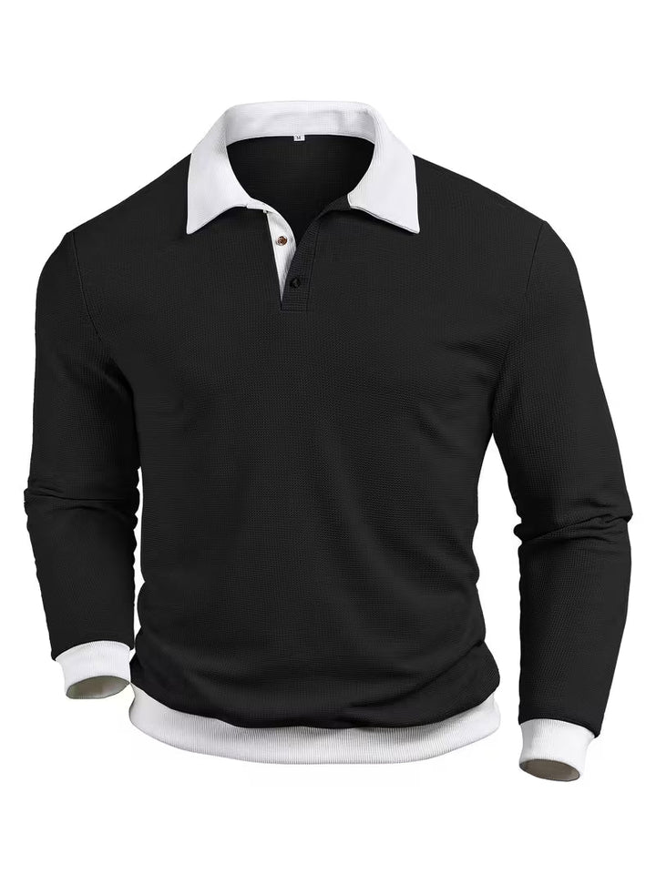 Gennady - Cămașă Din Tricot Texturat Cu Guler Contrastant