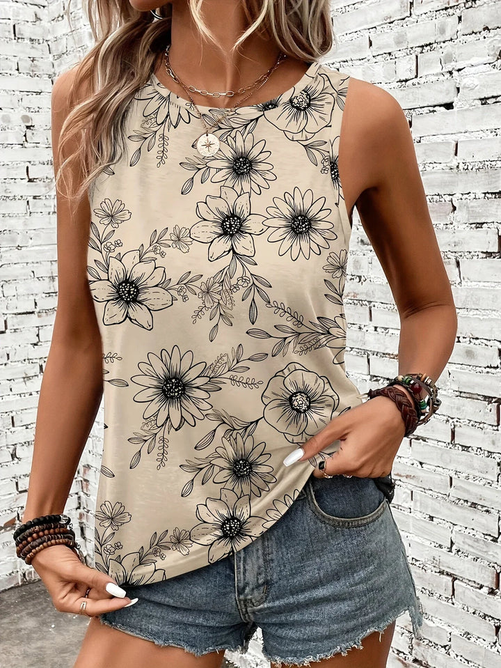 Lilou - Top Casual De Vară Cu Imprimeu Floral
