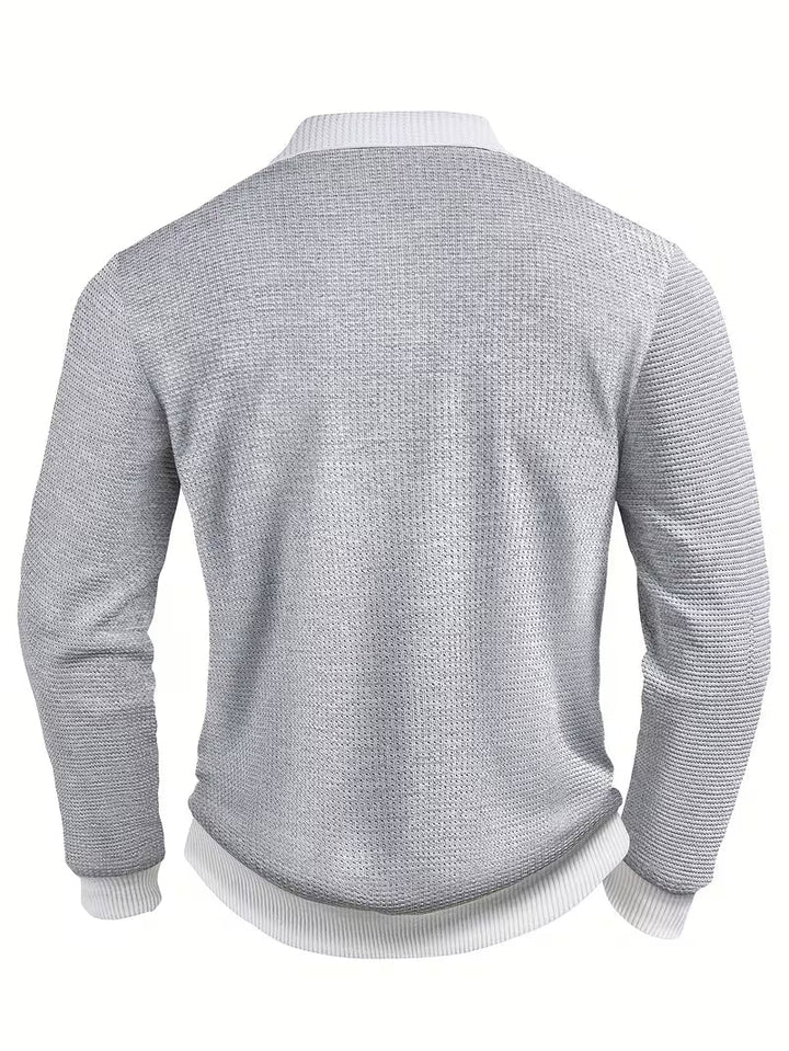 Gennady - Cămașă Din Tricot Texturat Cu Guler Contrastant