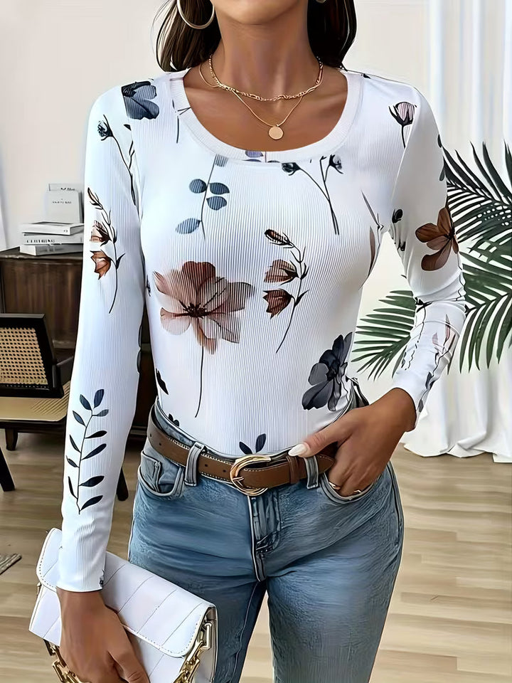 Rabiye - Bluză Cu Imprimeu Floral Și Decolteu Pătrat