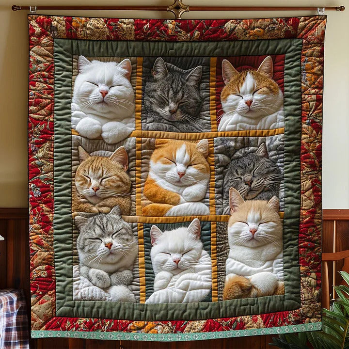 CozyCats - Pătură cu Imprimeu Pisici Regale Adormite