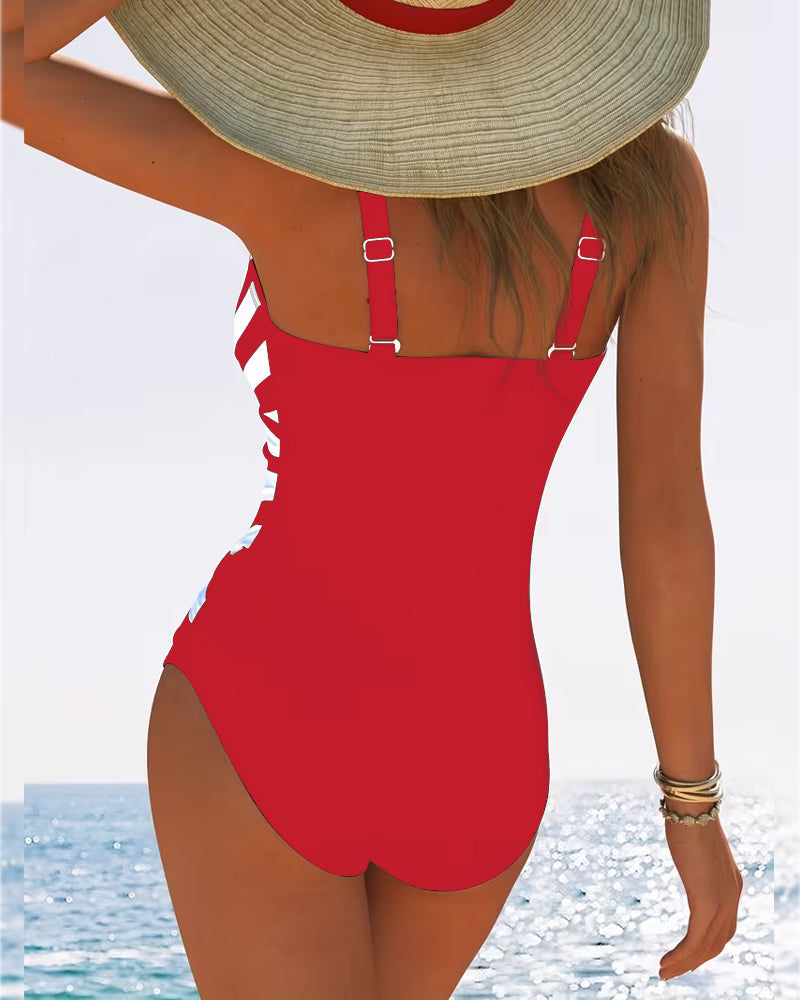 Sulinna - Costum De Baie Integral Casual, Cu Dungi