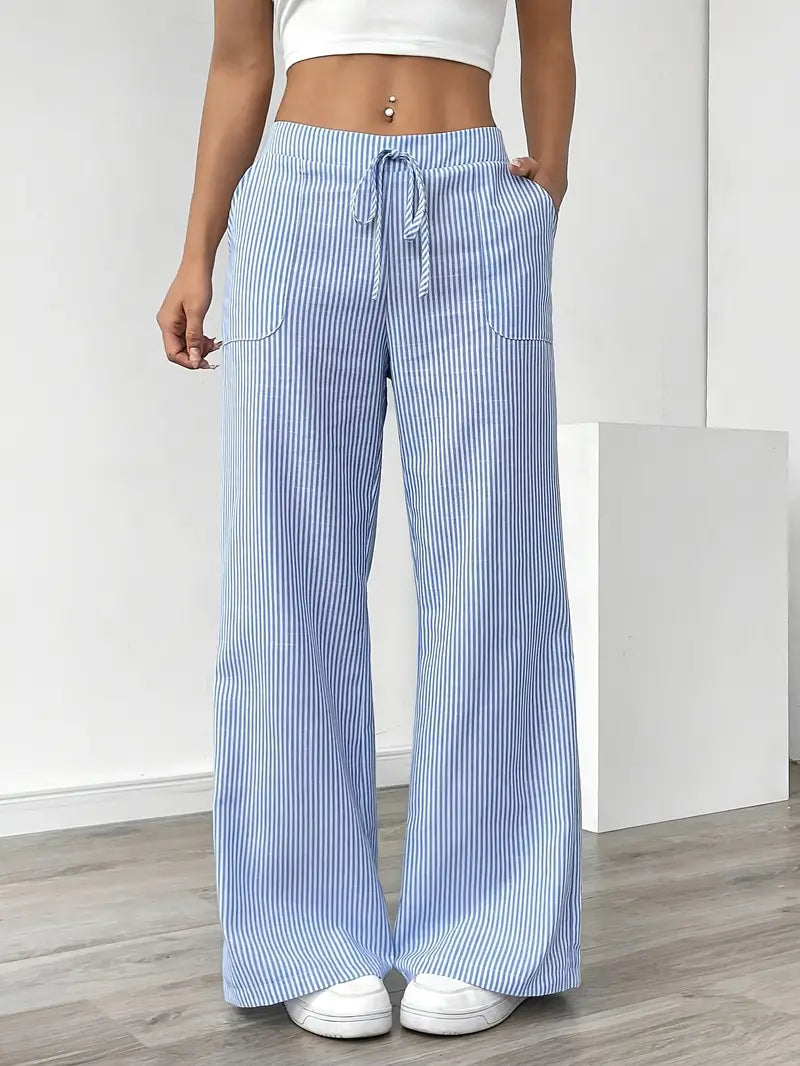 Alina - Pantaloni Eleganți cu Dungi și Buzunare