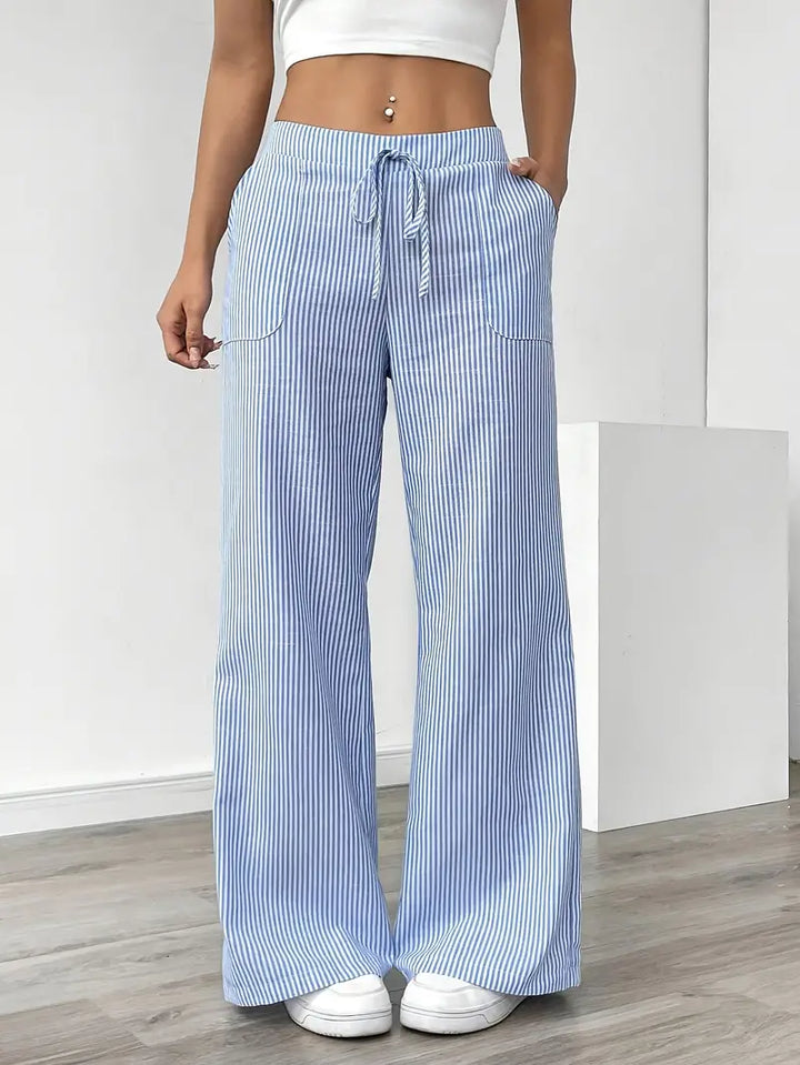 Alina - Pantaloni Eleganți cu Dungi și Buzunare