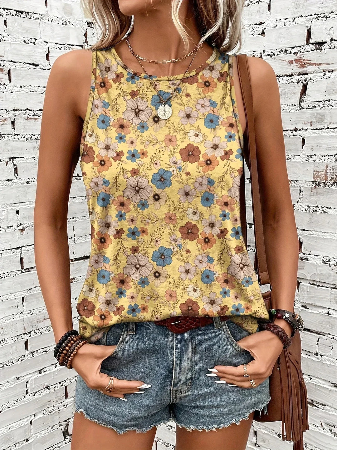 Lilou - Top Casual De Vară Cu Imprimeu Floral