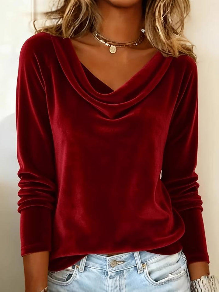 Ghania - Casual Long Sleeve V-Neck T-Shirt