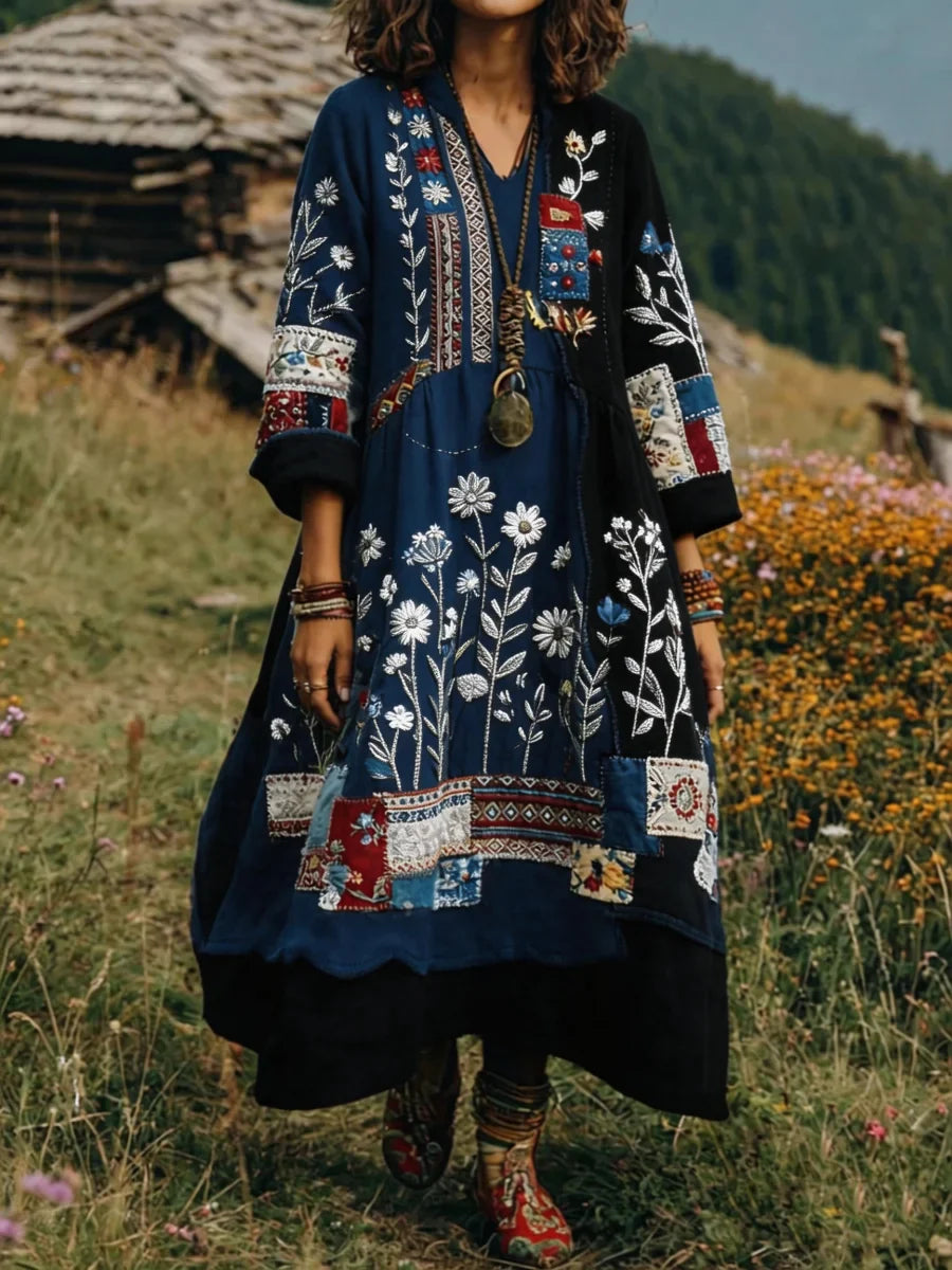 Eresha - Rochie Casual cu Mâneci lungi și Imprimeu Floral