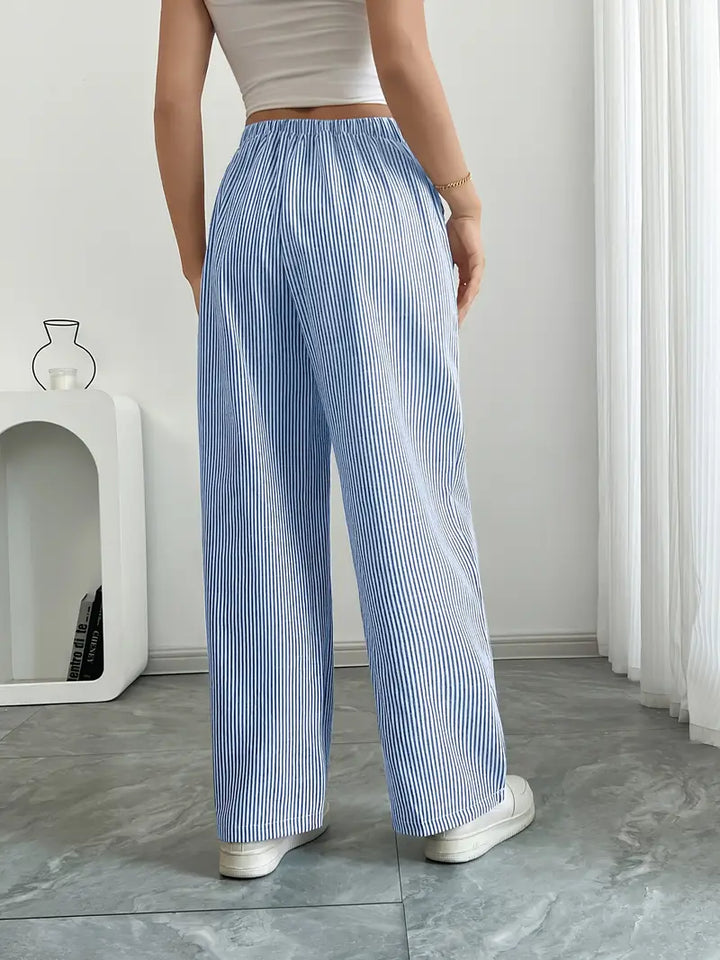 Alina - Pantaloni Eleganți cu Dungi și Buzunare