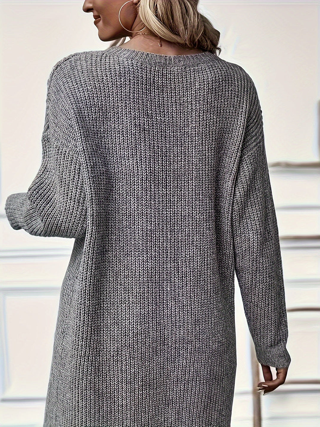 Stefany - Rochie Elegantă Din Tricot Cu Guler Rotund