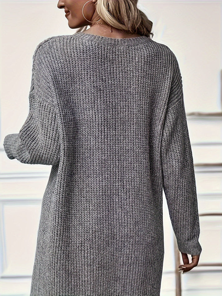 Stefany - Rochie Elegantă Din Tricot Cu Guler Rotund