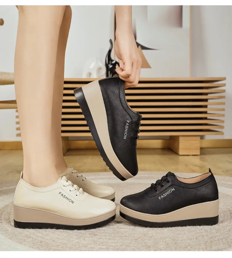 Saturnina - Pantofi Din Piele Cu Talpă Groasă