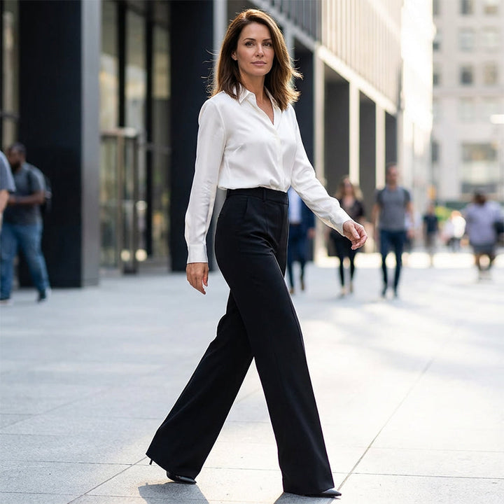 Hodit - Pantaloni Eleganți Elastici cu Talie înaltă
