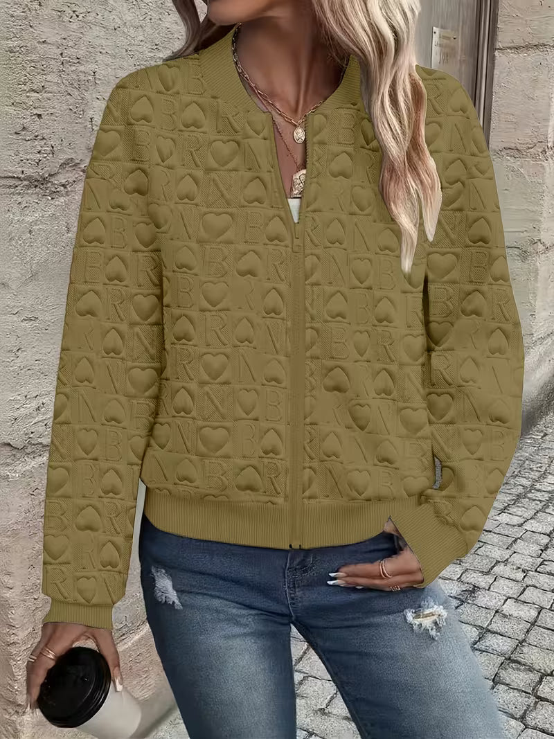 Lojina – Jachetă Cu Fermoar Și Model În Relief Cu Inimi