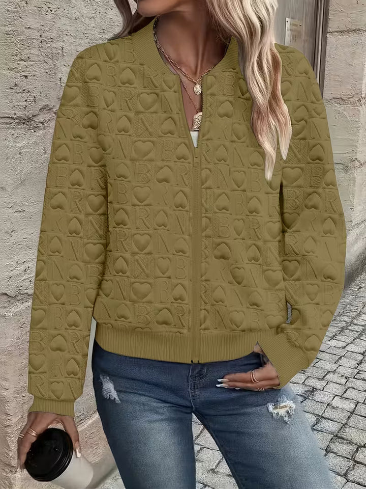 Lojina – Jachetă Cu Fermoar Și Model În Relief Cu Inimi