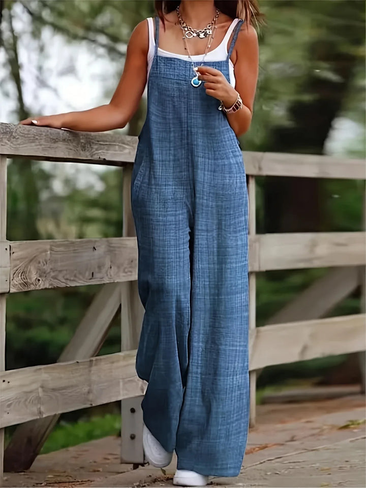 Annia - Salopetă Casual Cu Picioare Largi Si Buzunare
