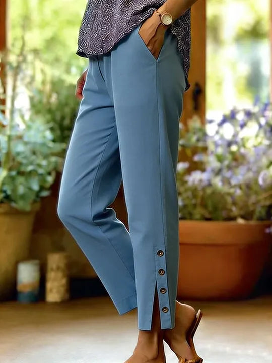 Kileza – Pantaloni Casual, Cu Croială Largă și Nasturi