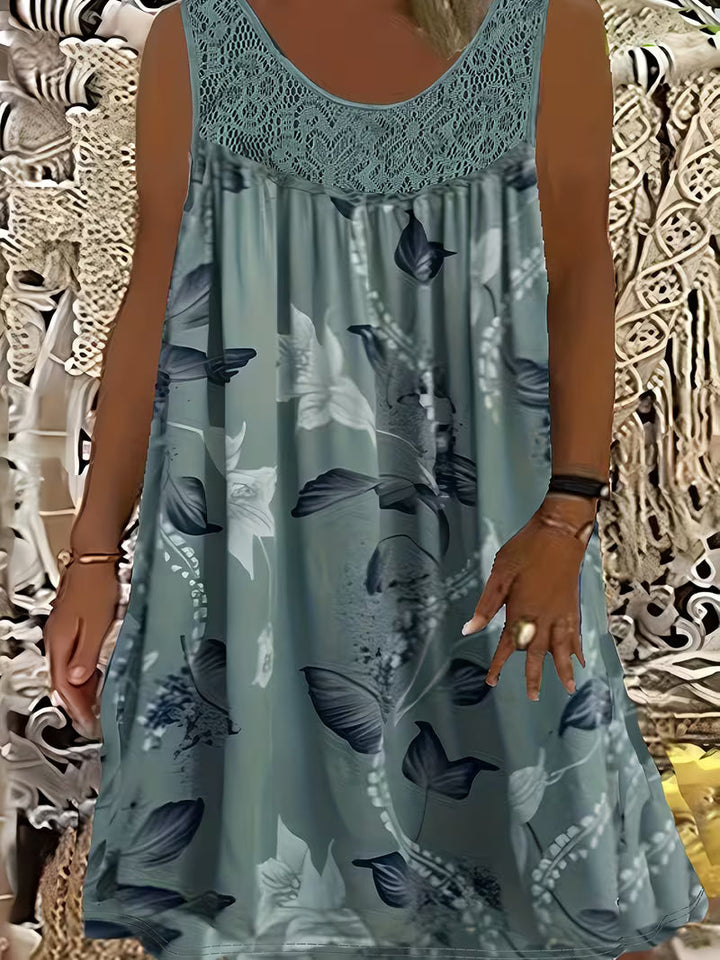 Samudri - Rochie Lungă Largă Fără Mâneci cu Guler Rotund