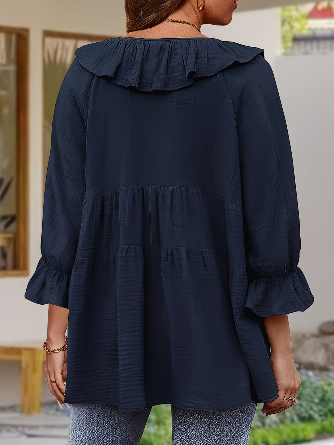 Garbine – Bluză Elegantă Cu Volane la Gât