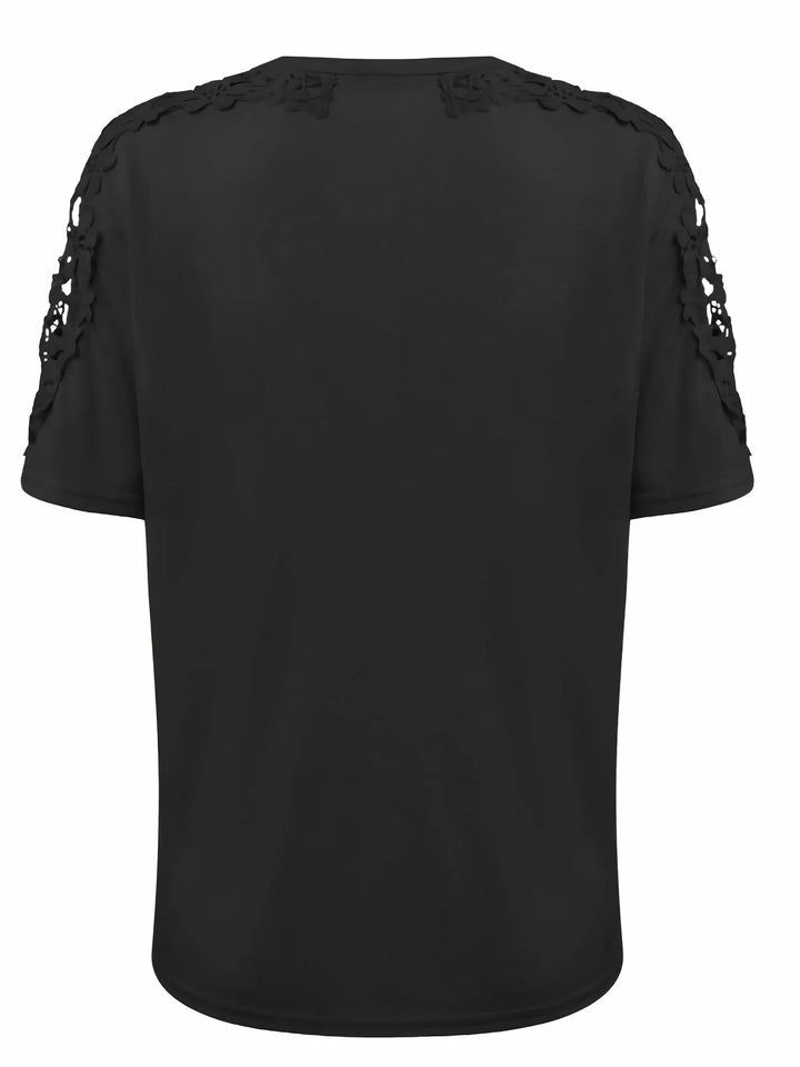 Ancuta - Elegant Vara Mânecă Scurtă Tricou Cu Dantelă