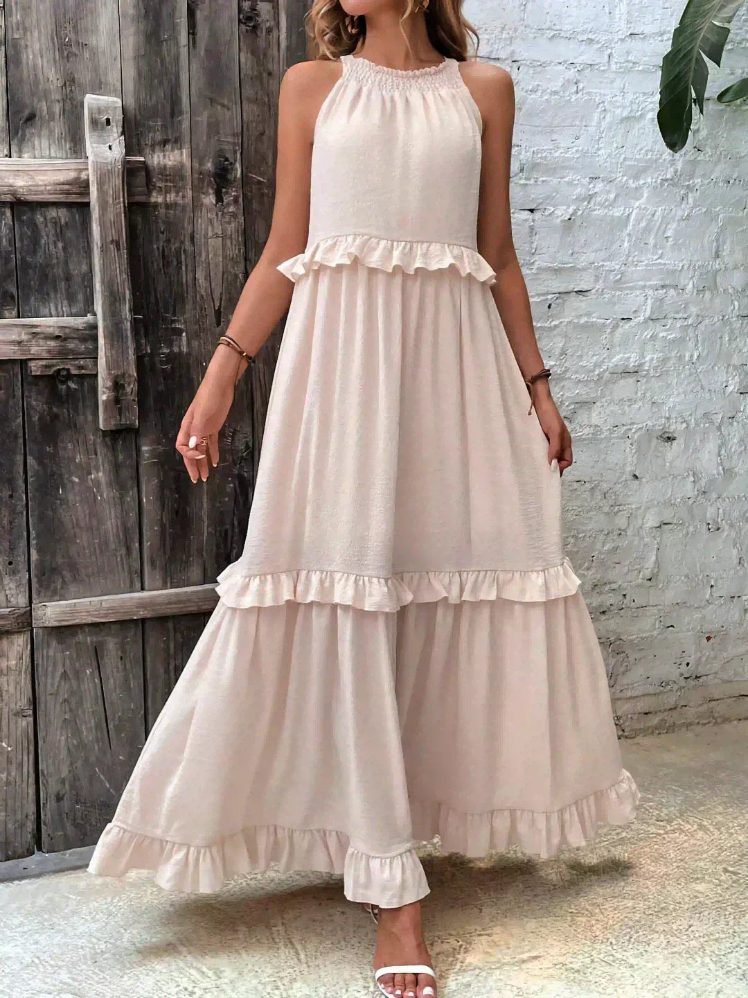 Hayley - Rochie Elegantă Fără Mâneci Cu Volane