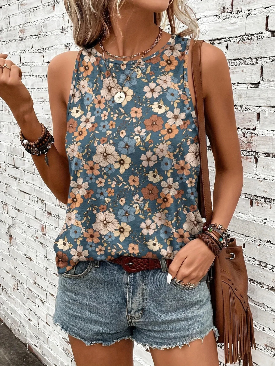 Lilou - Top Casual De Vară Cu Imprimeu Floral