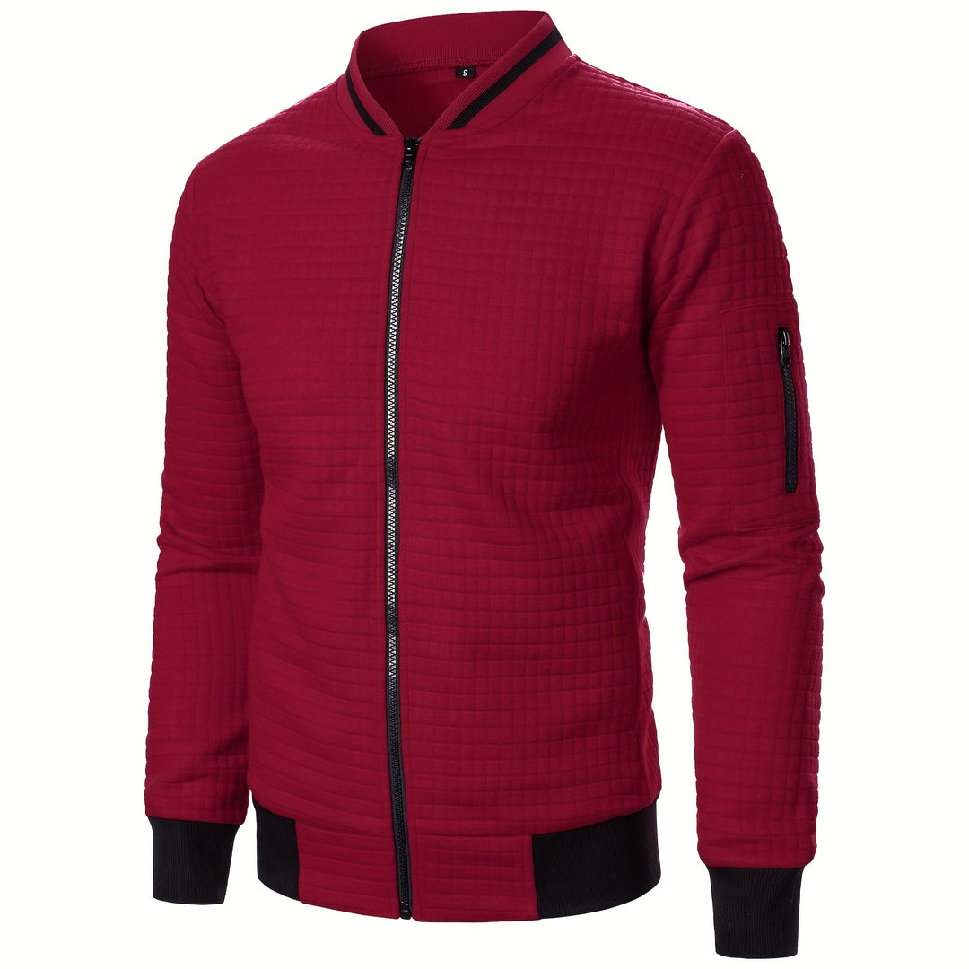 Benjie - Zipper Stand-Up Collar Cardigan Jacket