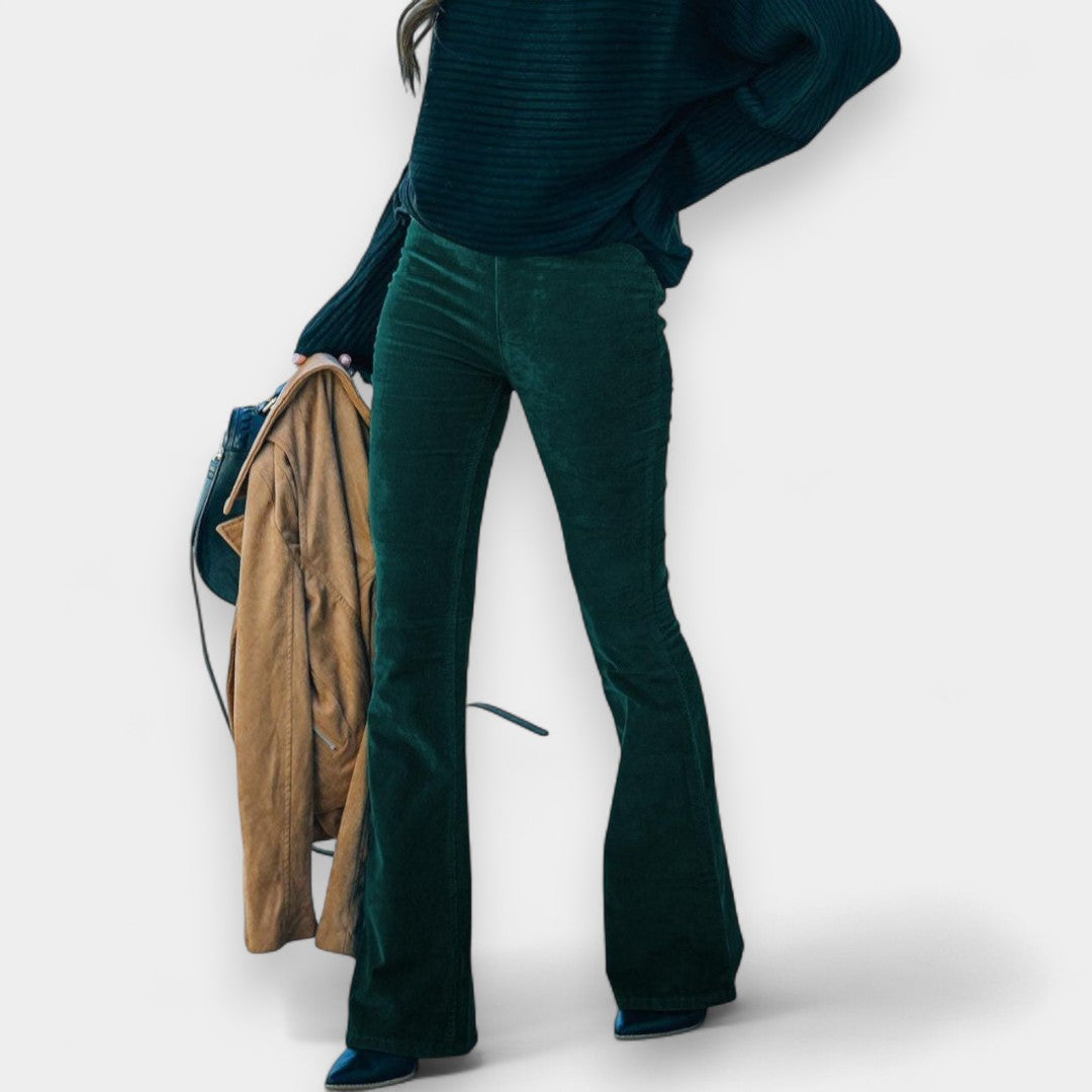 Meryn - Pantaloni de Catifea Cord Evazat