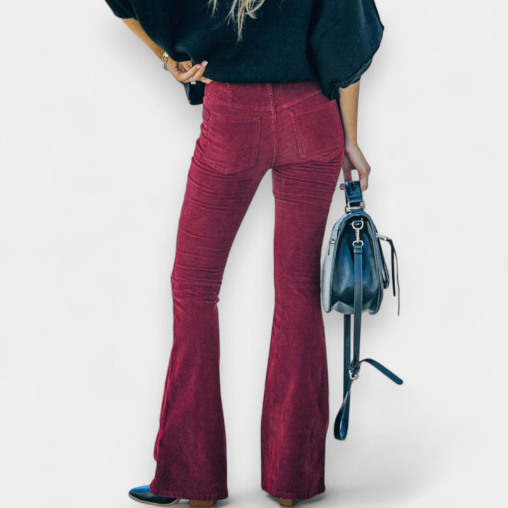 Meryn - Pantaloni de Catifea Cord Evazat