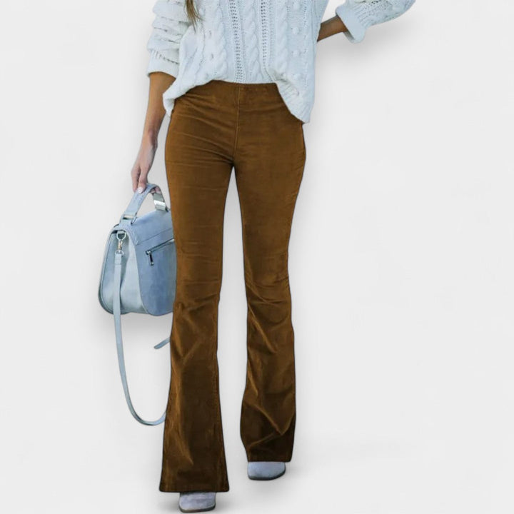 Meryn - Pantaloni de Catifea Cord Evazat
