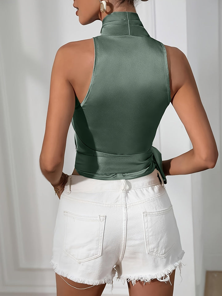 Florentia - Top Halter Elegant Cu Centură și Fără Mâneci