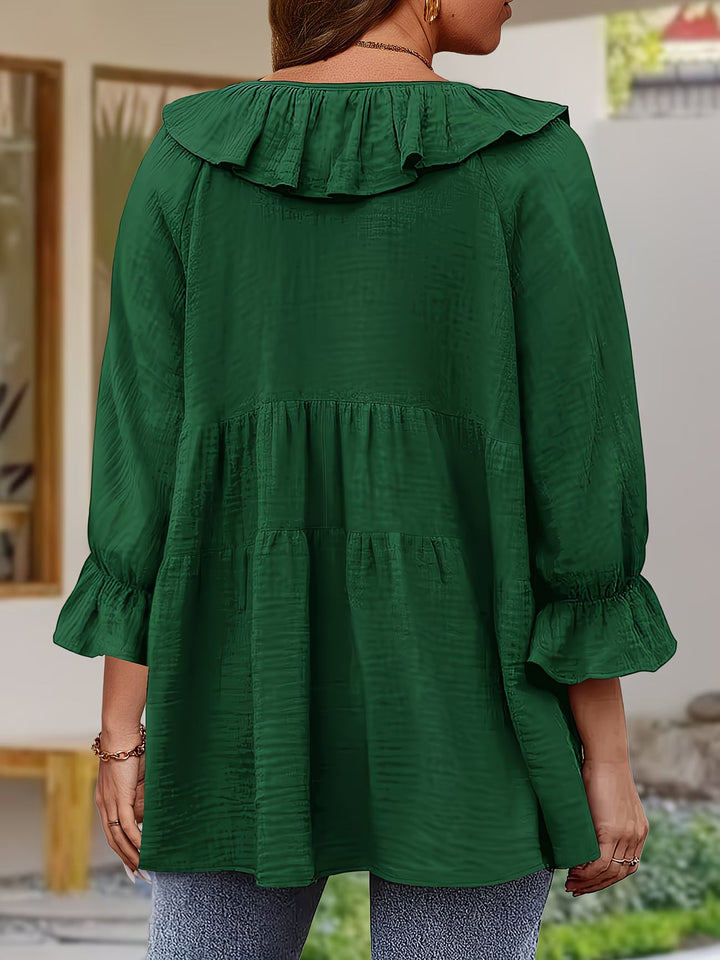 Garbine – Bluză Elegantă Cu Volane la Gât
