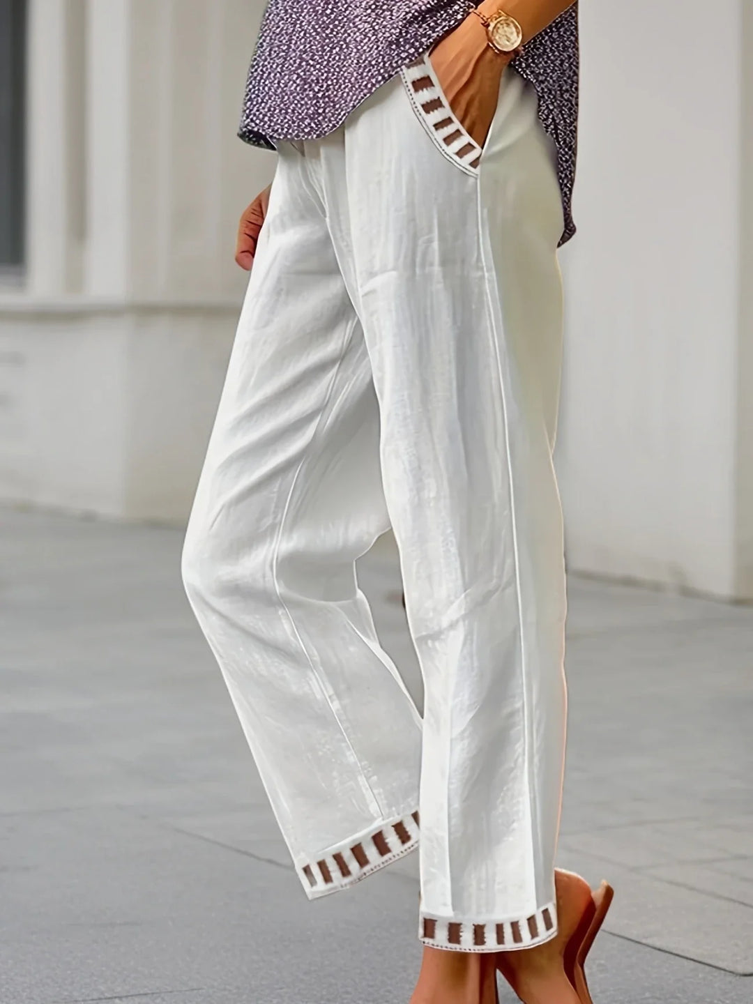 Tracey - Contrastul Trim Pantaloni Tăiați