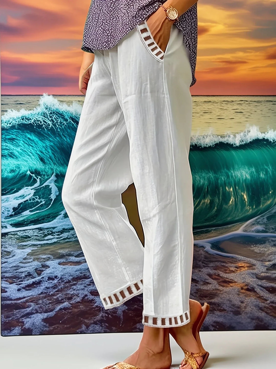 Tracey - Contrastul Trim Pantaloni Tăiați