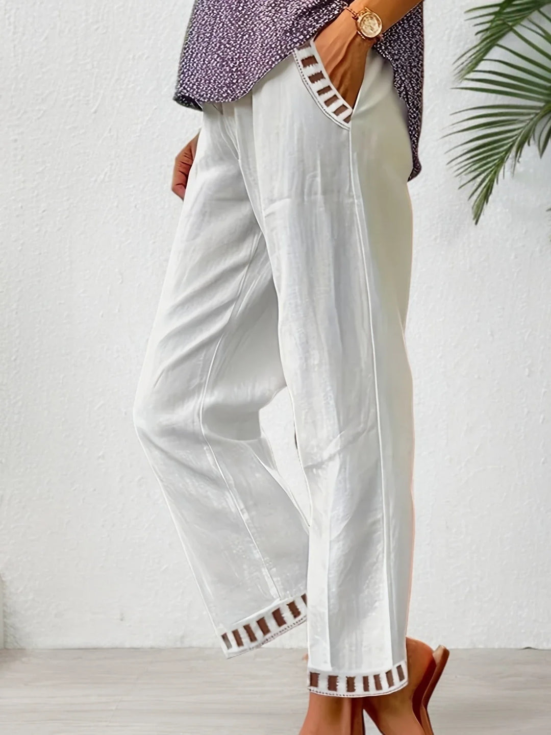 Tracey - Contrastul Trim Pantaloni Tăiați