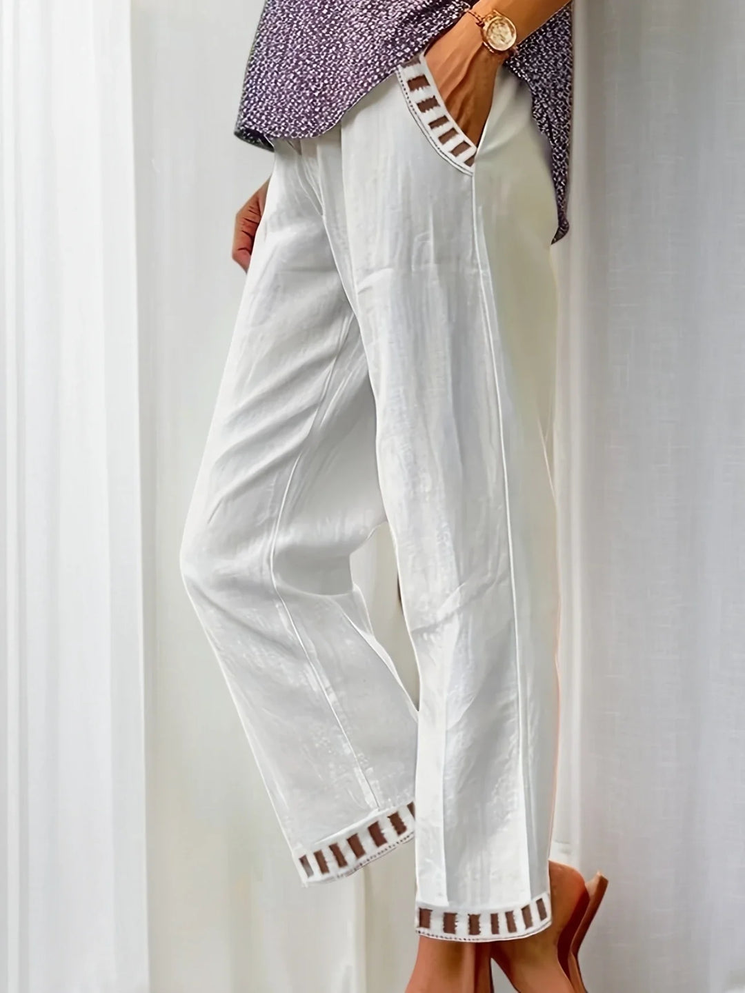 Tracey - Contrastul Trim Pantaloni Tăiați