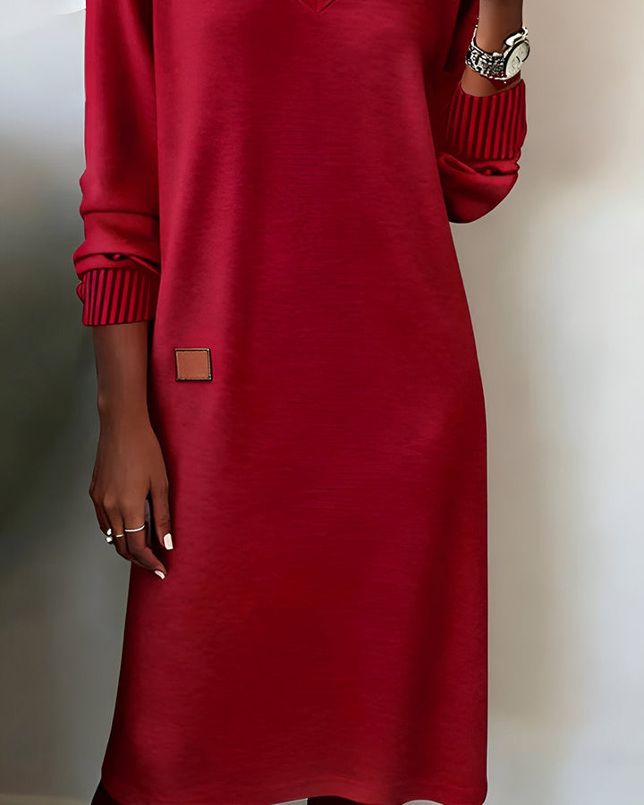 Kymari - Rochie lungă casual din tricot cu Decolteu în V