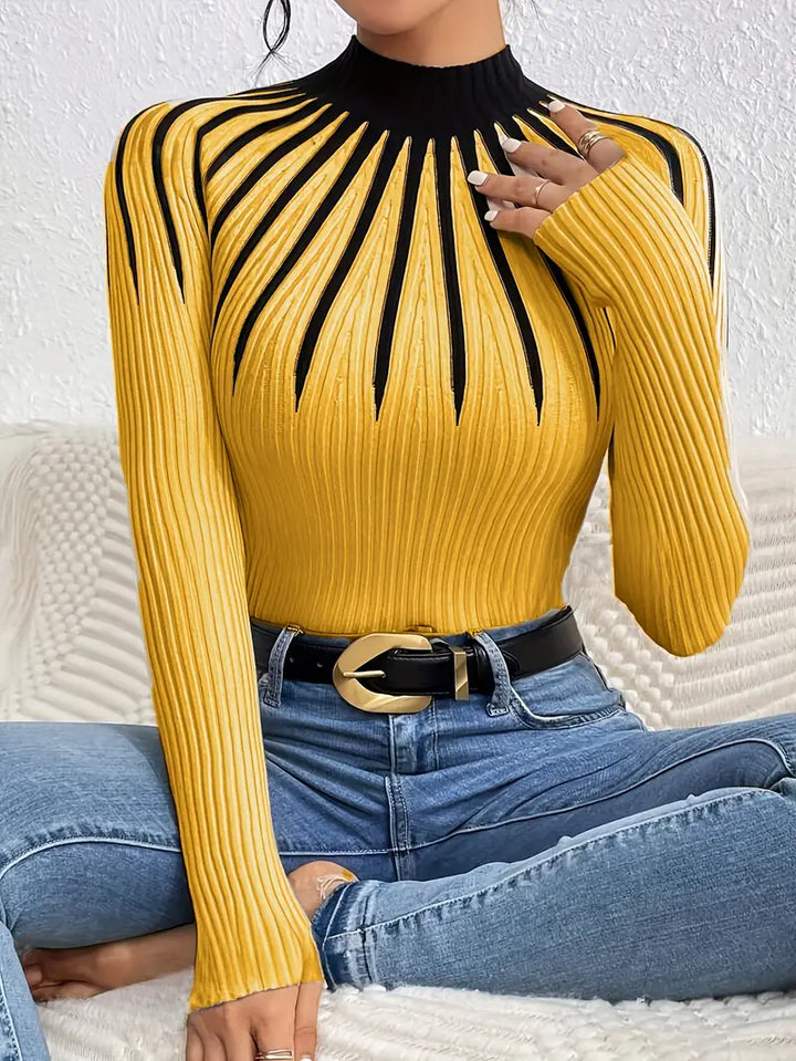 Maider - Pulover Elegant Cu Mâneci Lungi și Guler înalt