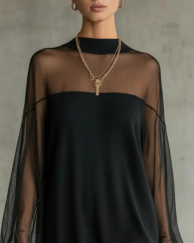Yenaya - Rochie mini din Tricot cu Mâneci lanternă
