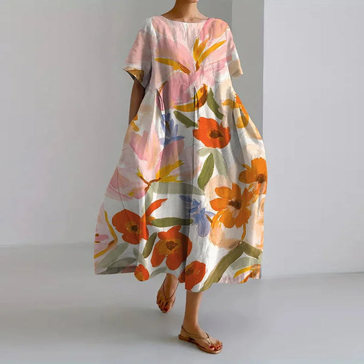 Lucasta - Rochie Confortabilă Cu Imprimeu Floral Si Decolteu In V